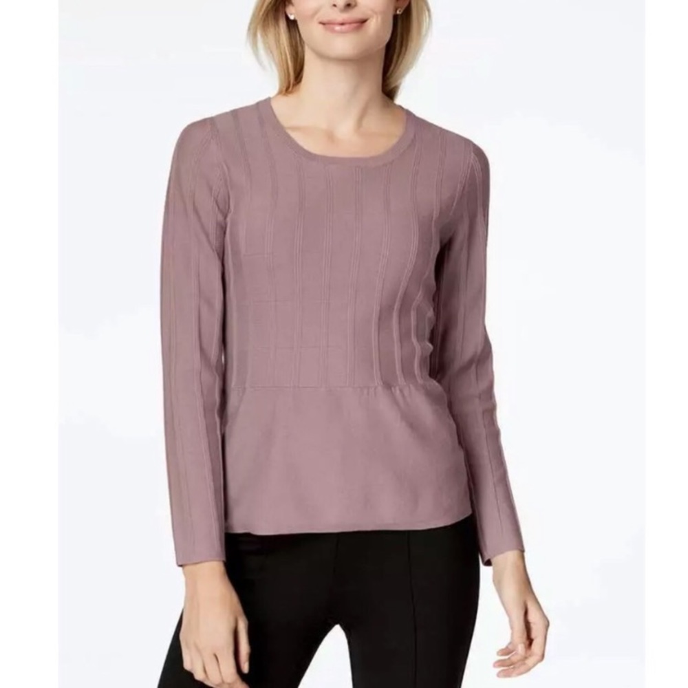 NY Collection Petite Textured Peplum Sweater